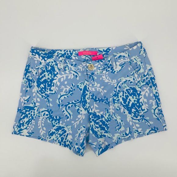 Lilly Pulitzer Callahan Knit Short Blue Peri Turtley Size 2 NWT - Picture 1 of 7